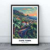 Cape Town Travel Printable Poster - South Africa Travel Poster - Digital Print Wall Art - Cape Town Painting Home Decor - Cape Town Trip