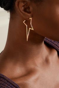 Diane Kordas' single earring is cast into the shape of an oversized five-point star - a ""positive and uplifting symbol."" It's made from 14-karat rose gold and set with rainbow sapphires and tsavorites. Tuck your hair back to keep it in focus.