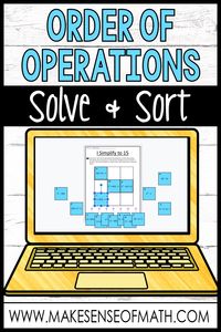 Check out this fun order of operations activity for distance learning and google classroom.  Your 6th grade and middle school math students will love this fun worksheet to practice simplifying expressions wit exponents.  Works great with the common core curriculum. Click here to check out this product.  #makesenseofmath