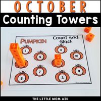 Have your students practice 1:1 correspondence, counting and number recognition as they build these October counting towers! These counting tower mats are great for math centers, morning work, small group, or independent work. Included:Each counting mat comes in color and black and white versions. Each themed mat also has an accompanying recording sheet for students to practice tracing numbers.There are 3 sets of themed mats:1. Acorn mats (1-10 and 11-20)2. Pumpkin mats (1-10 and 11-20)3. Sunflo