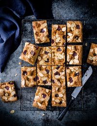 Take your blondies to the next level with the classic flavour and ingredients of a cherry bakewell