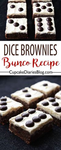 Bunco night needs dessert! Dice Brownies look just like dice and they're perfect to serve at Bunco. Great for a take-home treat!