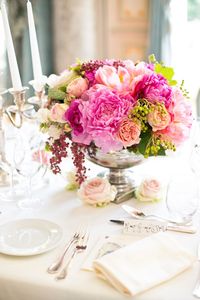 Elegant Pink And Green Wedding Centerpiece