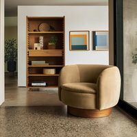 Muir Camel Velvet Swivel Chair by Lawson-Fenning + Reviews | CB2