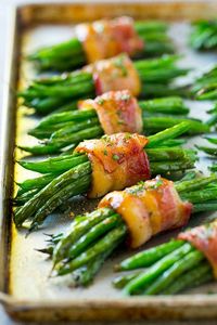 These bacon wrapped green bean bundles are the perfect elegant side dish for any meal!