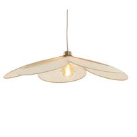 Hanglamp Fyano is lijkt vleugels of bladeren te hebben. Deze zijn voorzien van een zachte naturel kleurige stof. Hierdoor heeft hanglamp Fyano een zachte uitstraling. Deze lamp is staat erg mooi in een gang of slaapkamer, zoals bijvoorbeeld een kinderkame