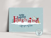 Merry Christmas Card for Husband Printable Last Minute Instant Download 7x5 inches XMas Card for Husband Easy Print at Home