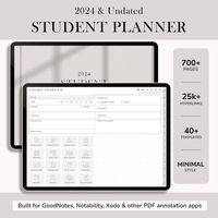 2024 Student Planner, Student Digital Planner, College Student Planner, Academic Planner, Goodnot... goodnotesplannerfree #digitalplannerideas #landscapedigitalplannerdigitalplannergoodnotestemplate😀