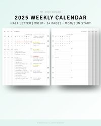 Week At A Glance, Digital Download, Weekly To-do list, Week on One Page, Daily Weekly Schedule Organizer Refill, Weekly Overview Layout Sheet  [💡MonthlyJoy's CheckPoint!] 2025 𝑾𝒆𝒆𝒌𝒍𝒚 𝑷𝒍𝒂𝒏𝒏𝒆𝒓 𝑷𝒓𝒊𝒏𝒕𝒂𝒃𝒍𝒆 𝑯𝒂𝒍𝒇-𝑳𝒆𝒕𝒕𝒆𝒓 𝑰𝒏𝒔𝒆𝒓𝒕𝒔. Using these Inserts is a perfect way to manage your week more productively and helps you easily plan and track your everyday schedule and tasks! And you can print and use as much as you want, whether it's for each month or week.  · 2025 Calendar (Jan-Dec): 24 Pages · Priorities, To-do List | Week & Date · Monday, Sunday Start Included (*𝑼𝒏𝒅𝒂𝒕𝒆𝒅)  [📏SIZE] HALF LETTER(5.5 X 8.5 inches)