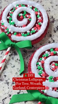 🎄DIY Christmas Lollipop Decor (Tree, Wreath, Garland, Centerpiece) #christmasdecoration #diy #craft #decoration #festive #tree #wreath #garland #centerpieces #lollipop #redandgreen #glitter