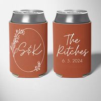 Personalized can coolers make an awesome favor that your guests can use and enjoy for years to come! Personalized Can Koozies are fun, affordable, and will make your wedding day even more special and memorable! These Can Coolies can also be used in an anniversary celebration or engagement parties as well. How to order  ♥Select the number of Can Coolers you want to purchase from the drop down menu "number/price"  ♥ Add your personalization information and color choices in the box provided above or in the notes to seller when checking out. Scroll through listing images to see can cooler colors and ink color choices.  ♥ Each order comes with free bride and groom regular can cooler. If you are a bride/bride or groom/groom couple please let us know so we can send the appropriate free gift:-) Ne