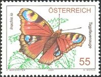 Stamp: Peacock Butterfly (Inachis io) (Austria) (Animals) Mi:AT 2537,Sn:AT 2018,Yt:AT 2371,Sg:AT 2770,AFA:AT 2431,ANK:AT 2571,WAD:AT032.05