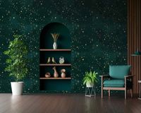 Emerald Starry Night Wall Mural Removable or Traditional Wallpaper, Celestial Decor, Cosmic Home Accent Wall Art - Etsy UK