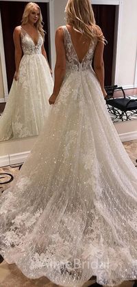 Elegant V-neck A-line Long Wedding Dresses,WD3057 This dress could be custom made, there are no extra cost to do custom size and color. Description 1. Material: lace, sequins, tulle, pongee.2. Color: it can be in custom color, please contact us and tell us dress number, then we will send you more colors to choose.3, Size: can do both standard size and custom size. If you need do custom sized dresses, please send us following measurements or leave a note when place an order.bust______ cm/inchwaist______cm/inchhip:_______cm/inchdress length:_______cm/inchshoulder to shoulder :_______cm/inch (measured from back of shoulder)shoulder to bust :_______cm/inch (measured from middle shoulder to nipple)shoulder to waist :_______cm/inch (measured from middle of shoulder to natural waist)shoulder to f