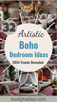 Discover artistic boho bedroom ideas for a serene sanctuary! Immerse yourself in a world where creativity meets comfort, blending vibrant textures with earthy tones for a space that breathes uniqueness. Get inspired by these 32 boho bedroom designs. Start transforming your space now! #BohoBedroom #HomeDecor #InteriorDesign