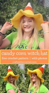 Candy Corn Witch Hat Crochet Pattern ~ Crafty Kitty Crochet