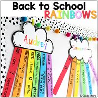 All About Me Rainbows are a back to school beginning of the year activity perfect for getting to know your students!  This beginning of the school year activity will help you  {and the class} learn about your new students and make your room bright and colorful.You will find out:how old your students aretheir birthday if they have siblings and their namesif they have pets and their namesfavorite colorfavorite foodwhat they want to be when they grow upfavorite animalfavorite bookfavorite subjectwh