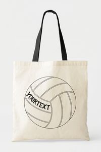 Create a customized volleyball tote bag by typing any text (team name, player name, etc.) in the text box. These make great gifts for volleyball players, as well as proud volleyball moms, coaches and fans.