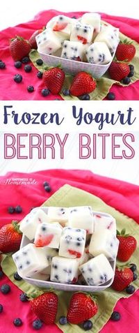 These frozen yogurt berry bites are a delicious protein-packed snack idea! They also make a great healthy dessert treat for both kids and adults!