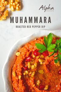 Simple and delicious gluten-free Muhammara Dip recipe - a smokey, savoury roasted red pepper dip with walnuts, almonds, olive oil, lemon and seasonings. This recipe omits breadcrumbs altogether for almonds and other seasonings - for a deliciously more-ish red pepper dip.