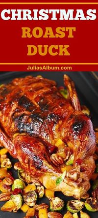 How to roast WHOLE DUCK in the oven. Juicy meat, crispy skin glazed with the honey-balsamic glaze. #Christmas #Thanksgiving #maindish #Dinner #Holidays (main dish)