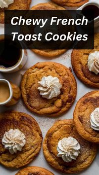 If you love the flavors of French toast, these Chewy French Toast Cookies are a must-try! Imagine the comforting taste of cinnamon, maple syrup, and vanilla baked into a chewy, delightful cookie. These cookies are a perfect blend of breakfast and dessert, offering a unique twist on a classic favorite. Indulge in the warm, cozy flavors of French toast in cookie form. Perfect for brunches, snacks, or sweet treats, these cookies will satisfy your cravings and delight your taste buds. Pin now for a deliciously different cookie experience! #FrenchToastCookies #CookieRecipes #SweetTreats #BakingInspiration #FoodieFinds #PinterestPerfection #UniqueFlavors