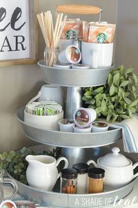 cute coffee and tea bar for an organized kitchen