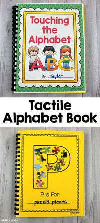 This tactile alphabet book is a wonderful activity to help your children learn their letter sounds! Children will glue an object onto each page that starts with the corresponding letter. This will not only help them become familiar with the sound each letter makes, but it will also help them become familiar with how each letter is formed as well. #teachingthealphabet #phonics #alphabetbook #ChalkDots