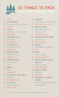 Ultimate Camping Checklist. There are some things here I would not bring, but it's still a really comprehensive checklist and you can strike out what you're not planning on packing!