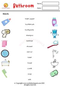 ESL bathroom vocabulary worksheets - Printable and Online Worksheets Pack