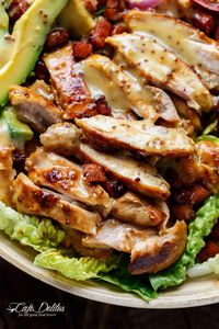 Honey Mustard Chicken, Avocado + Bacon Salad....Yum!!