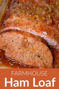 A traditional meal that I crave is this baked and juicy Farmhouse Ham Loaf. This is one of the BEST comfort food recipes that we make. Smoked ham and ground pork are seasoned with onion and bound together with eggs and graham cracker crumbs. Add a magical pineapple and brown sugar glaze to create one of our farm family’s best meals!