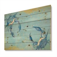 "Find the Designart - Blue Coastal crab Battle - Nautical & Coastal Print on Natural Pine Wood at Michaels. com. Designart - Blue Coastal crab Battle - Nautical & Coastal Print on Natural Pine Wood. Alas, a modern take on wood wall art. Once typically a wall art piece found only in rustic or farmhouse style decor settings, this Animals wood wall art will easily fit into even the most contemporary of designs. Using the highest quality 6 Color Canon UV Ink, this Nautical & Coastal wood wall art in