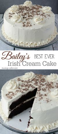 Bailey's Irish Cream Cake - The moist chocolate cake and flavorful real whipped cream frosting are so light, you'll have a hard time saying no to a second piece of this delicious chocolate cake! And of course, it includes real Bailey's Irish Cream, which gives the cake its perfect flavor.