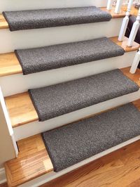 "Be sure to follow us on Instagram @RiverDriveDesigns - Thank you!! This listing is for a set of 19 Bull-nosed stair treads made with Norfolk Tweed Granite/Dark Brown. Each tread already made and is 31\" Wide and 10\" Deep. This is a sale boxed set. The treads are in new condition. If you have been looking for a great deal on treads now is the time! OPEN BOX AND SALE BOX SETS ARE ALL FINAL SALE These are already made and ready to ship. We made them 31\" wide and they fit the standard 10\" deep s