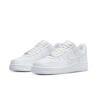 The Nike Air Force 1 White ‘07 Triple White is a classic style that never gets old. The iconic design features an all-white leather upper with perforated details and overlaid Swooshes for a sleek, modern appeal. This sneaker debuted in 2007, and since then it’s become an essential style for the Nike brand. The details of this shoe are timeless; from the embroidered heel to the traditional white sole, these kicks are sure to make you stand out no matter where the day takes you. For dressy occasions or weekend errands, this classic silhouette of the Nike Air Force 1 White ‘07 provides comfort and exclusivity in every step.