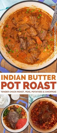 Indian Butter Pot Roast is a delicious fork-tender beef dish inspired by classic Indian flavors! #potroast #indianbutterchicken #dinner #beef #indiancurry #buttercurry #dinnerthendessert