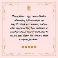 Our happy customer says... . "Beautiful earrings, tikka collection; Was trying to find a set for my daughters half saree cermony and got…