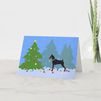 Min Pin in the Forest Decorating Christmas Tree Holiday Card | Zazzle.com