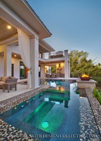 Pool and Verandah. The Sater Design Collection's luxury, modern home plan "Moderno" (Plan #6967). saterdesign.com