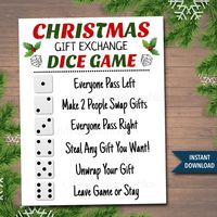 Christmas Dice Game Gift Exchange Swap Rules Printable