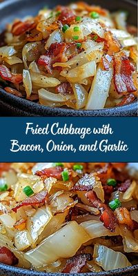 This Fried Cabbage with Bacon, Onion, and Garlic is a simple yet flavorful dish that pairs tender cabbage with crispy bacon and aromatic seasonings. Perfect as a side dish or even a main course!