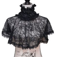 Gothic Goth Evening Flapper 1920s Accessory Great Gatsby Roaring 20s Vintage Retro Lace Mesh Scallop Floral Embroidered Trim Black Wrap Shawl Scarf Cover Up Coverage Cape New A Mesh Cape With Embroidered Lace Trim Decor. Shawl Can Be Matched With Gothic Or 1920s Style Dresses And Accessories Sets (Available For Purchase Please Dm Me For Details) See-Through Evening Shawl, Mock Neck Collar Design. Very Soft To Touch, Comfortable To Wear. Neck Is Not Too Tight Thanks To High Elasticity. It Is Reve