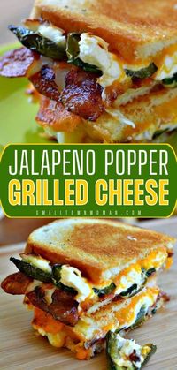 A simple lunch idea! This hot sandwich recipe will also become one of your family favorite dinners. Complete with bacon, this Jalapeno Popper Grilled Cheese is the BEST. So delicious! Pin this for later!