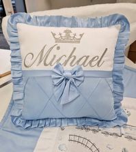 "Personalized Pillow with embroidery made from 100% cotton, filled with hypoallergenic fiber. Size 16\" x 16\" (40.5X40.5cm)"