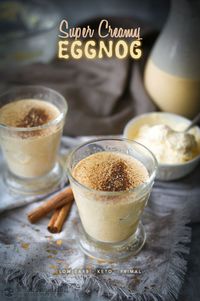 This deliciously creamy, sugar-free eggnog makes the perfect holiday treat to enjoy with friends and family. #keto #lowcarb #quickmeals #dessert #paleo #vegan