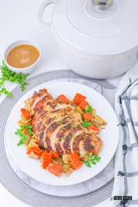 This recipe for Dutch oven turkey breast is the perfect Thanksgiving dinner when you don't want to cook a whole turkey. The breast comes out tender and juicy.