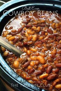 Best Ever Crock Pot Cowboy Beans | Can't wait to try this recipe for dinner one night. Would be great when we grill hamburgers or cook barbeque.