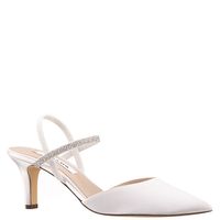 BILLIE-Women's Ivory Satin Pointed-Toe Mid-heel Dressy Pump