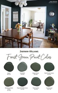 Bold and beautiful, a rich hue like forest green pairs beautifully with any style of décor. Tap this pin to order free color chips. . #forestgreen #greenpaint #paintcolor #sherwinwilliams #paint #interior #DIY #interiordesign #summerdecor